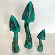Wooden Toadstool Mushroom Carvings Set Of 3 20cm, 30cm, 40cm Mushrooms.....