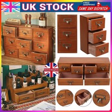 Vintage Wooden Chest of Drawer Storage Unit Cabinet Organiser Desktop Office Box
