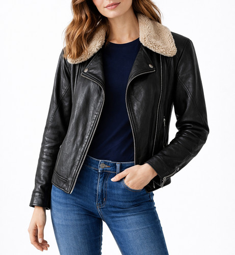 Women genuine leather jacket - women's,