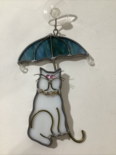Stained glass cat with - glass,