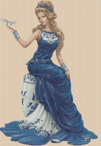 Lady cross stitch chart - lady,