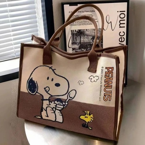 Snoopy cartoon canvas tote bag - canvas,