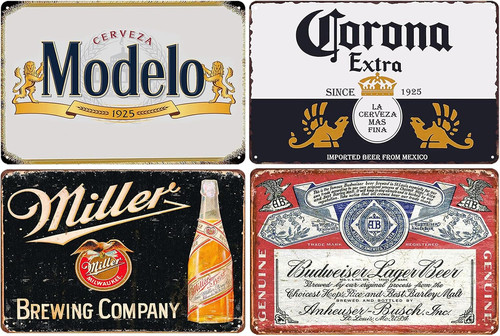 Pack metal bar signs - 4,