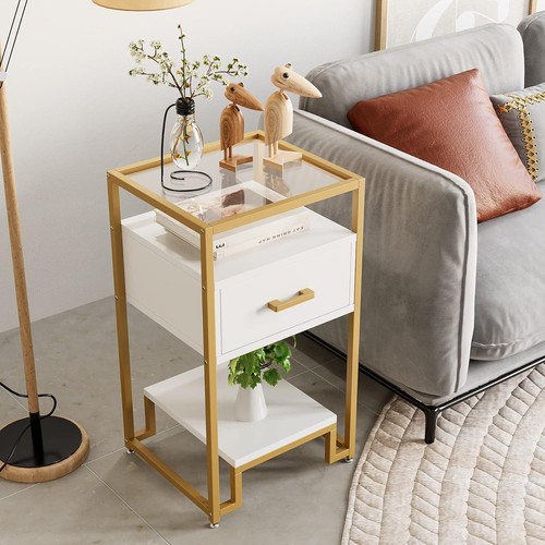 Tempered glass top side table - side,