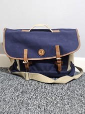 Fred Perry Satchel Bag Cotton Carbon Blue Shoulder Strap Laptop Travel