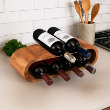 Free Standing Wood Wine Rack Storage,8 Wine Bottle Holder Stand,Countertop