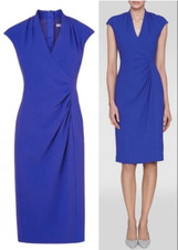LK BENNETT MARLENE FITTED BRIGHT BLUE DRESS KATE MIDDLETON UK 14