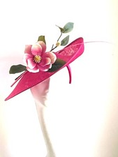 fuchsia cerise pink saucer disc hat fascinator wedding races mother of the bride