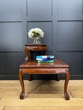 Vintage Square Chinese Hardwood Coffee Table Two Tier / Corner Side Table