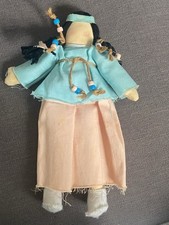 Vintage Native American Navajo Indian Rag Doll Folk Art Beaded Hand Made 13”