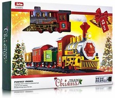 12pc Christmas Train Set Track Deluxe Musical Sound Light Around Tree Decoration