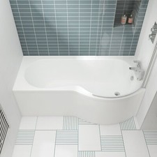 Nuie shaped shower bath - p-shaped,