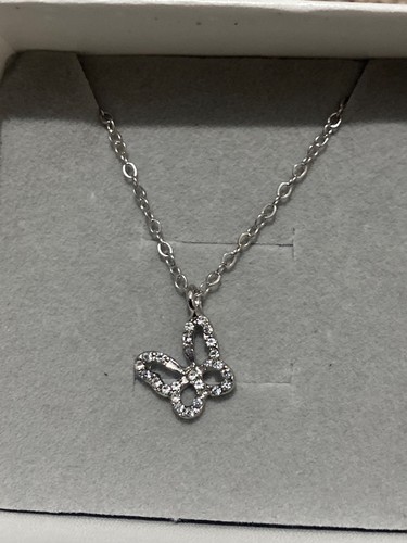 Silver butterfly necklace - silver,