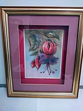Rob Pohl Decoupage FUCHSIA  Floral Boxed Framed 3D Wall Art Picture