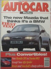 Autocar 10 June 1992 featuring Honda CRX VTi, Toyota MR2 GT, Citroen, VW, Rover