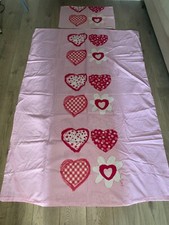 Girls Pink Gingham Single Bed Duvet Set Cover Pillowcase Love Heart #cottagecore