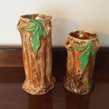 MALING POTTERY  RARE TREE TRUNK VASES DESIGNED BY NORMAN CARLING - EXCELLENT.