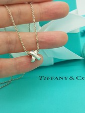 Genuine Tiffany & Co. Rare Silver Signature X Cross Kiss Pendant Necklace