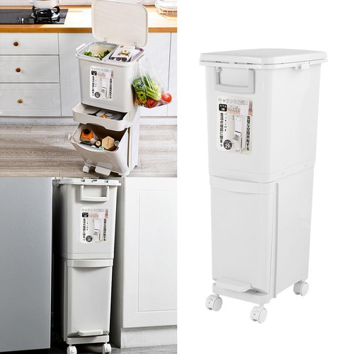 Double recycling pedal bin - double,
