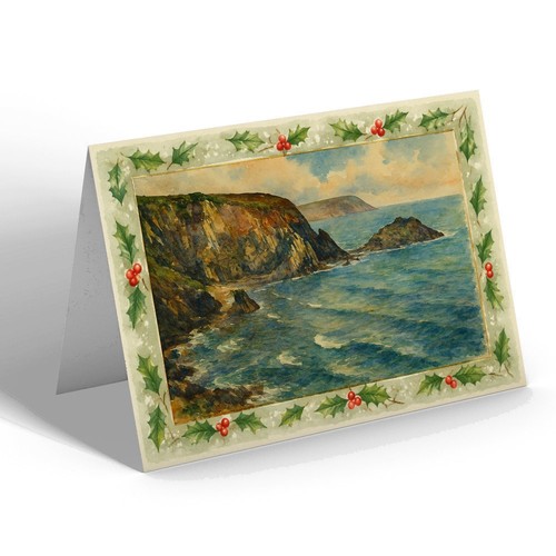Xmas notelet cat rock - cat, &