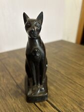 VINTAGE EGYPTIAN BASTET GODDESS CAT FIGURE black with cobra snake