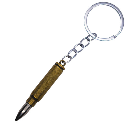 Metal gun bullet keychain - metal,