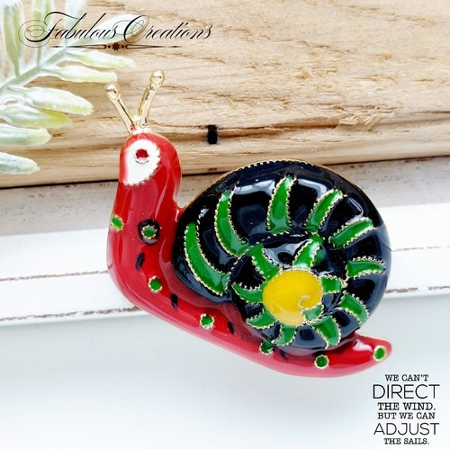 Colourful enamel snail brooch - snail,