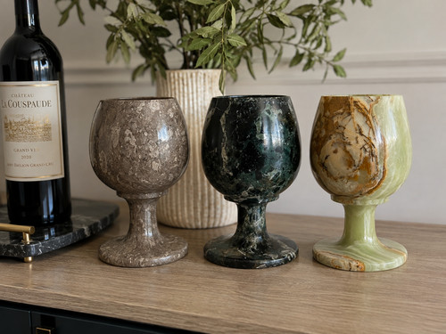 Set marble wine goblets - set,