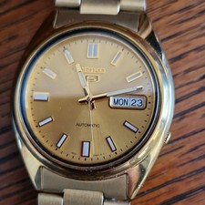 Mens Seiko 5 Gold Tone 7S26-0480 Watch Automatic Working