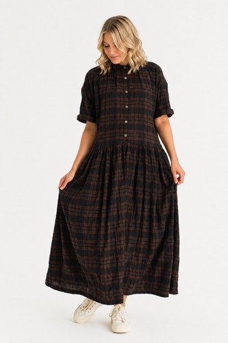 Olive bea check boxy - olive, shirt