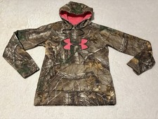 Realtree Under armour pink camo camouflage hoodie s/m fit 6 8 -10 age 13-14