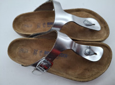 Birkenstock Silver Leather, Soft Footbed Gizeh Thongs - UK 5.5, EUR 39 Regular