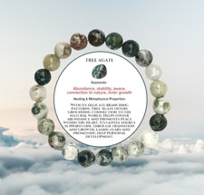 Tree Agate 8mm Natural Gemstone Crystal Beaded Healing Elastic Bracelet