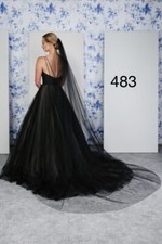 Richard designs c642c Black Pearl Cathedral 260cm Single Tier Veil