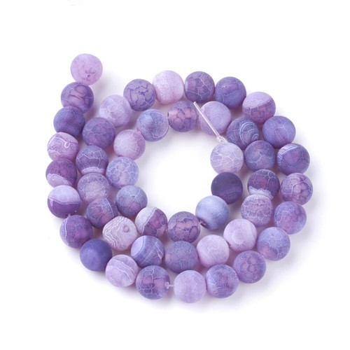 Purple cracked agate beads - agate,