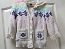 Gap Fair Isle Girls Cardigan Jacket Fleece Lined Age 4 Multi Color Hood Warm