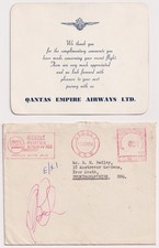 1956 Qantas Empire Airways Thank You Card & Envelope Sydney to UK