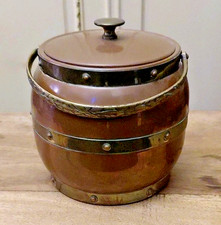 Vintage Copper & Brass Tin Lined Tea Caddy by Linton 14 x 13 cms