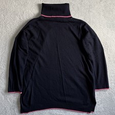 Luella Turtleneck Jumper Womens UK 16/18 Blue Pink Cashmere Merino Wool Italy