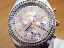 Ladies Bulova Caravelle New York Melissa 2-t Rose-Gold 45L148 Glitz Chrono Watch
