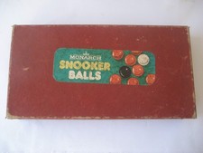 VINTAGE MONARCH SNOOKER BALLS 18 BALLS PLUS CHALK NEW NEVER USED