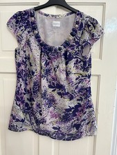 Ladies Kaliko Purple Floral Pretty Top Smart Size 14 Lined