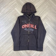 O’Neill Vintage Brown Y2K Zip Embroided Hoodie Size Large