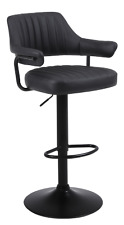 PLUSH BLACK BAR STOOL GAS LIFT, BREAKFAST KITCHEN BAR ETC, PADDED ARMS & BACK