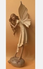 Beautiful ‘Fairy Leaning Over Teasing Her Hair’ 31cm Fairy Figurine To Tip Wing