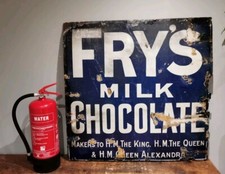 Pre 1925 Enamel sign Antique Frys Milk Chocolate Makers to King Queen Alexandra 