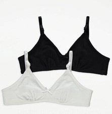BNWT Girls Twin Pack Bra / Bra’s Size 28AA First Bra  Black White Soft Underwear