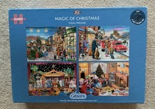 Gibsons 4 x 500 Piece Jigsaw Puzzles Magic of Christmas-Trevor Mitchell complete