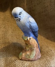 Crown Staffordshire Budgerigar Blue Fine Bone China Budgie Ornament Figurine VGC
