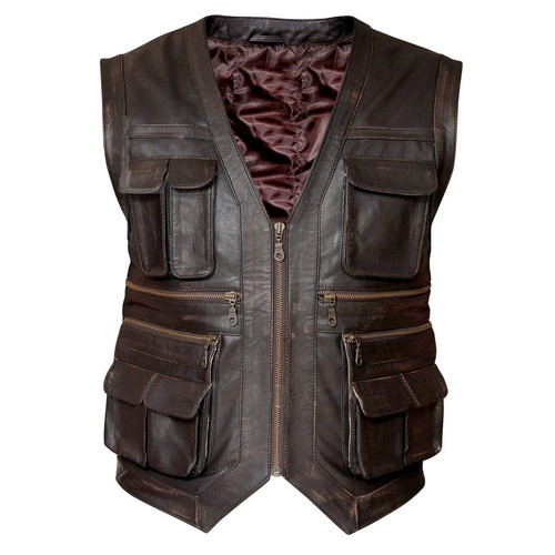 Mens hunter biker waistcoat - hunter,